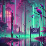 DALL·E-2025-01-19-08.44.44-A-futuristic-reimagining-of-Palmetto-State-Park-in-the-style-of-a-Blade-Runner-universe-featuring-vibrant-vaporwave-colors.-The-scene-includes-toweri.webp