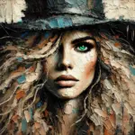 DALL·E-2025-07-23-18.31.13-An-abstract-textured-portrait-of-a-mysterious-southern-cowgirl-with-striking-green-eyes-and-untamed-wavy-blonde-hair-blowing-slightly-in-the-wind.-Sh.webp